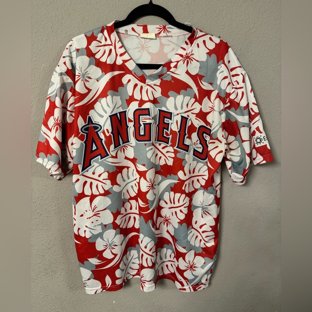 Angels Baseball Hawaiian style floral shirt size XL